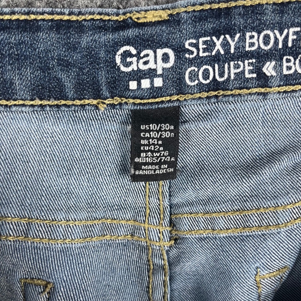 Gap Sexy Boyfriend Fit Jeans Womens 10/30R Blue Medium Wash Cuffed Denim Pants - Picture 4 of 9